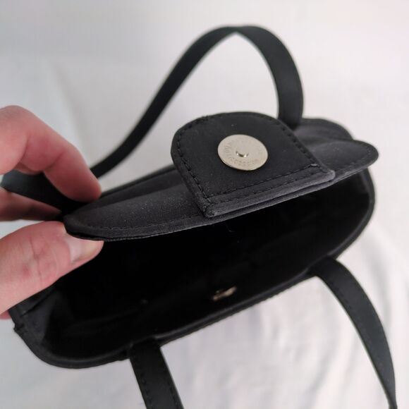 Duke University Blue Devils Embroidered Black Satin Tote 8" Box Purse Sandol Bag - Picture 6 of 7